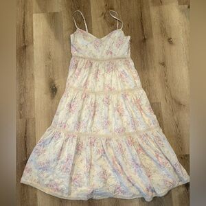 Altar'd State pink embroidered tiered spaghetti strap dress size medium